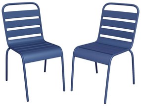 Sedia da giardino impilabile in Metallo Blu Notte - Lotto di 2 - MIRMANDE