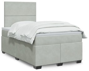 Giroletto A Molle Con Materasso Grigio Chiaro 120x200cm Velluto /