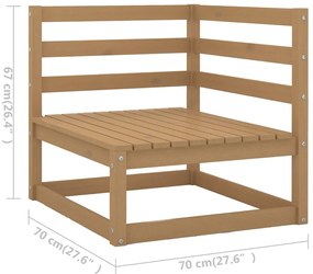 Set Divani da Giardino 7 pz Miele in Legno Massello di Pino