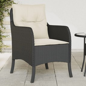 Sedie da giardino con cuscini 2 pz nere in polyrattan