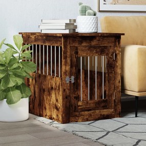 Gabbia Cani Da Arredamento Rovere Fumo 55x75x65cm Multistrato /