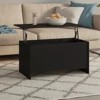 Tavolino da Salotto Nero 102x55,5x52,5 cm in Legno Multistrato 809666