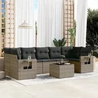 Set Divano da Giardino 8 pz con Cuscini Grigio in Polyrattan 3252277