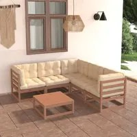 Set Divani da Giardino 6 pz con Cuscini Legno Massello di Pino cod mxl 44888