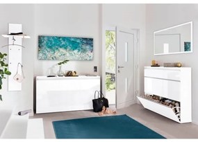 Scarpiera Da Ingresso 3 Ante 120x26x108 Bianco Laccato 24 Paia Magic Made in Italy