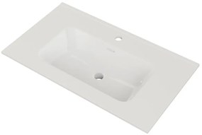 Lavabo a incasso rettangolare vasca centrale Tampa/Loa L 81.5 x H 17.5 x P 46 cm in ceramica bianco lucido