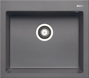 Lavello integrato 1 vasca in granito grigio PYRAMIS Voyager L 50 x L 57 cm