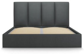 Letto matrimoniale imbottito grigio scuro con contenitore con griglia 180x200 cm Juniper - Mazzini Beds