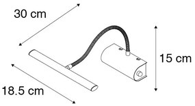 Applique da parete di design nera 18,5 cm con LED e dimmer - Tableau