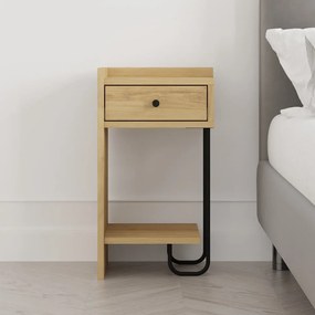 Comodino in rovere con ripiani in colore naturale Mercure - Marckeric