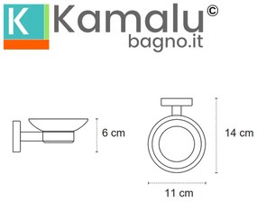 Kamalu - portasapone vetro e acciaio inox nero opaco da appoggio | mira-n