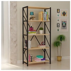 Libreria Industrial 5 Ripiani 64x30x150 Frida Rovere Chiaro