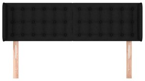 Testiera ad orecchio nera 147x16x78/88 cm in tessuto