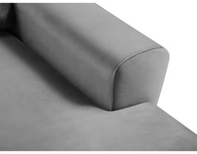 Divano angolare grigio chiaro allungabile e con contenitore (con penisola a destra/con chaise lounge) con rivestimento in velluto Kyoto – Cosmopolitan Design