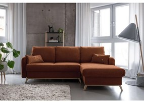 Divano letto angolare in mattoni arancioni, angolo destro Scandic Lagom - Miuform