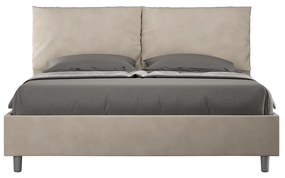 Letto Matrimoniale rivestito in Microfibra - ANTEA Tipologia Letto: Senza Rete, Dimensione Rete: 150x210, Colore: Beige