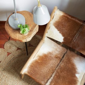 Kave Home - Tavolino Eider in legno massello di acacia e acciaio Ã˜ 35 cm