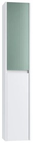 Colonna per mobile bagno Niwa 2 ante P 27 x L 30 x H 160 cm laccato opaco bianco con vetro verde timo