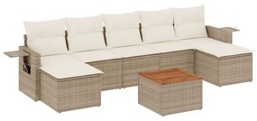 Set divano da giardino 8 pz con cuscini beige in polyrattan