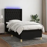 Letto a Molle con Materasso e LED Nero 80x200 cm in Tessuto 3139071