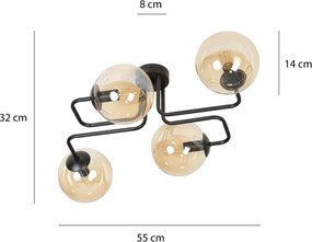 Lampadario da Soffitto BRENDI 4 in acciaio e vetro 4xE14