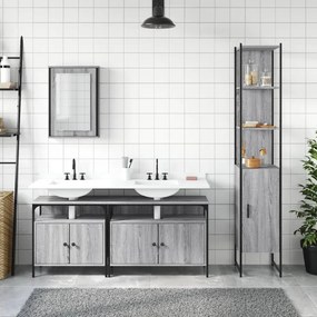 Set mobili da bagno 4 pz grigio sonoma in legno multistrato