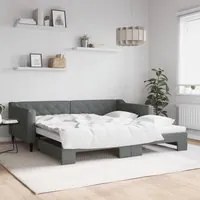 Divano Letto con Letto Estraibile Grigio Scuro 100x200 Tessuto 3197432