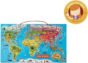 Mappa del mondo - Puzzle magnetico 92 pezzi (versione inglese) - legno