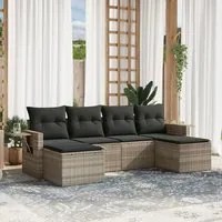 Set Divano da Giardino 6pz con Cuscini Grigio Chiaro Polyrattan 3252859