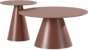 Set di tavolini da salotto rotondi marroni con piano in vetro 2 pz ø 80 cm Vida – MOME