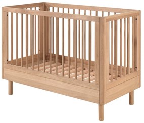 Lettino di colore naturale in rovere massiccio con altezza regolabile 60x120 cm Forrest – Vipack