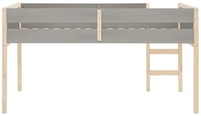 Letto a soppalco colore grigio-naturale in legno di pino per bambini 90x200 cm Square - Støraa