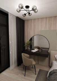 Lampadario Roma 6 Nero con sfere Grafite E14 da soffitto