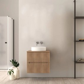 Mobile da bagno cannettato 60 cm sospeso rovere tabacco Palermo