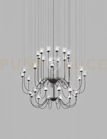 Puppet sospensione 36p cristallo trasparente nero opaco 36 luci att...