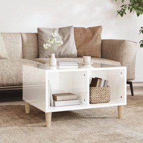 Tavolino Salotto Bianco Lucido 60x50x36,5 Cm Legno Multistrato /