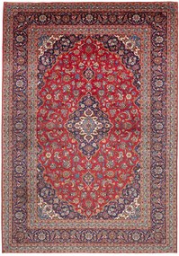 Kashan Tappeto 250 x 360 Blu (Iran) Annodato A Mano