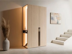 Armadio Ingresso 110x207h Cm 2 Ante Con Specchio Laterale Rovere Barcelona
