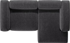 Divano angolare grigio scuro (con penisola a destra/con chaise lounge) con rivestimento in velluto a coste Bergamo – Cosmopolitan Design