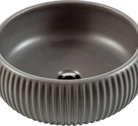 Lavabo da appoggio Plisse cemento CIPI tondo D38cm in Cemento grigio opaco piletta non inclusa