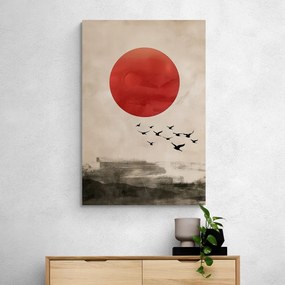 Quadro su tela – Japandi magia della luna rossa