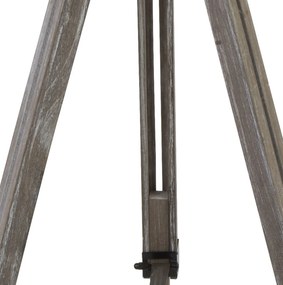 Piantana Contemporaneo Easel Legno Marrone Tessuto Nero 1 Luce E27