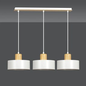Lampadario a Sospensione in Acciaio e Legno TORIN 3 Nero 3xE27