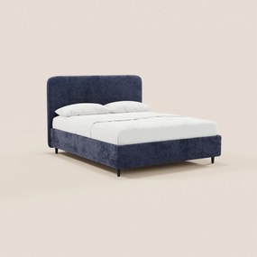 KAELOS letto minimal imbottito - vano contenitore, piedi alti e testiera arrotondata in tessuto ciniglia