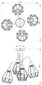 Lampadario allegato BERGEN 4xE27/60W/230V nero/dorato