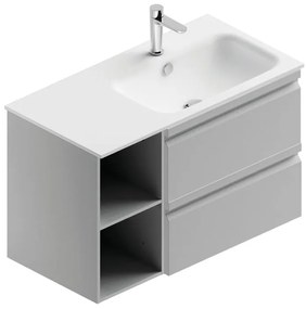 Mobile sottolavabo e lavabo Pull per vasca a destra grigio artico opaco in mdf L 90 x H 56 x P 46 cm 2 cassetti