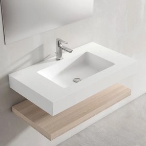 Lavabo consolle rettangolare L 80 x P 46 x H 10 cm in granito bianco