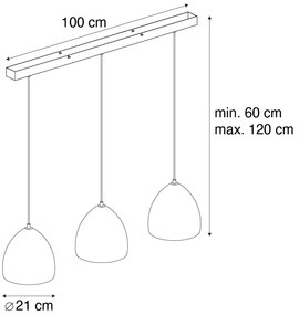 Lampada a sospensione moderna nera con cemento grigio 3 luci - Eton