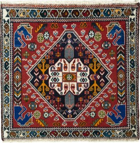 Shiraz Tappeto 70x70 Rosso (Iran) Annodato A Mano