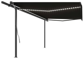 Tenda da Sole Retrattile Manuale con LED 5x3 m Antracite